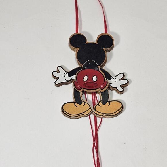 1990 DISNEY MICKEY MOUSE MARIONETTE PULL STRING ORNAMENT WOOD VINTAGE - Picture 7 of 11